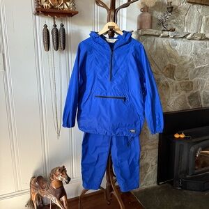Vintage LL Bean Blue Anorak Windbreaker Jacket and Matching Track Pants